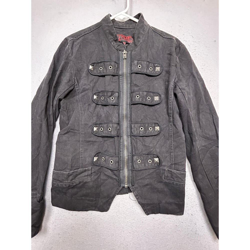 TRIPP NYC Black Cotton Twill Goth Punk Jacket Size Small Mens Y2K